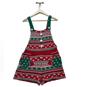 Ugly Holiday Christmas Sweater Onesie Romper Juniors Size M (7-9) GingerbreadElf
